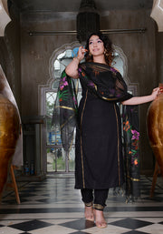 Black Gota Lace Embellished Suit Set 185-BLK