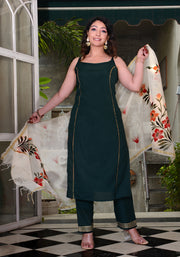 Bottle Green Gota Lace Embellished Suit Set 185-GRN