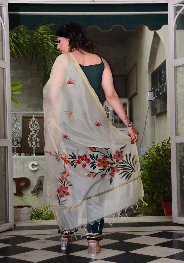 Bottle Green Gota Lace Embellished Suit Set 185-GRN