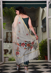 Bottle Green Gota Lace Embellished Suit Set 185-GRN