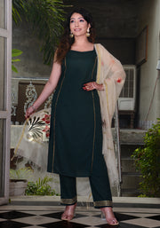 Bottle Green Gota Lace Embellished Suit Set 185-GRN