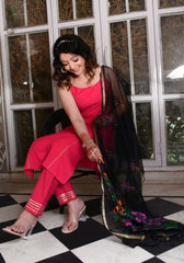 Pink Gota Lace Embellished Suit Set 185-PNK