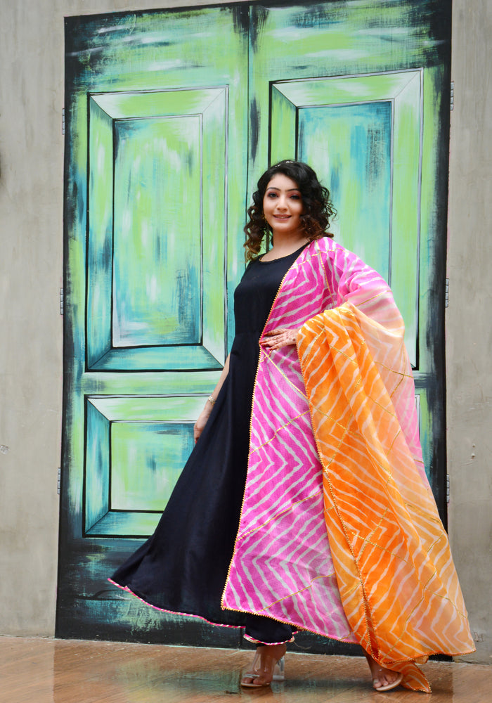 Black Gota Lace Embellished Suit Set 186-BLK