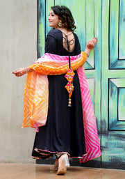 Black Gota Lace Embellished Suit Set 186-BLK