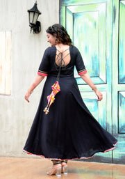 Black Gota Lace Embellished Suit Set 186-BLK