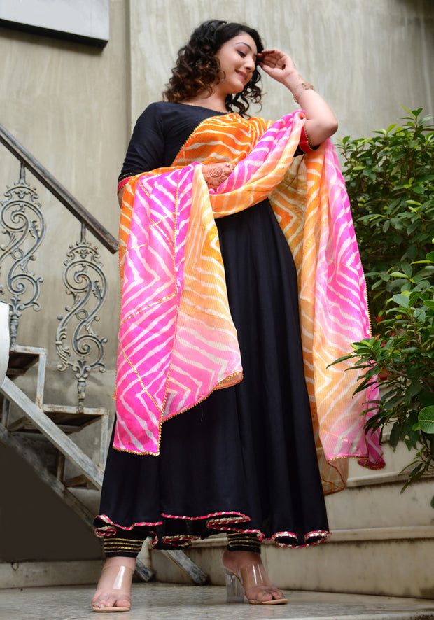 Black Gota Lace Embellished Suit Set 186-BLK