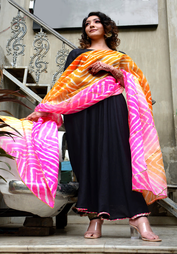 Black Gota Lace Embellished Suit Set 186-BLK