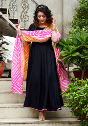 Black Gota Lace Embellished Suit Set 186-BLK