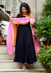 Black Gota Lace Embellished Suit Set 186-BLK