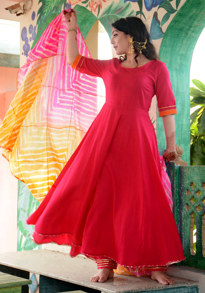 Pink Gota Lace Embellished Suit Set 186-PNK