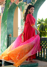 Pink Gota Lace Embellished Suit Set 186-PNK