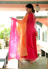 Pink Gota Lace Embellished Suit Set 186-PNK