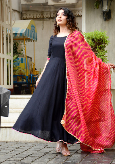 Black Gota Lace Embellished Suit Set 187-BLK