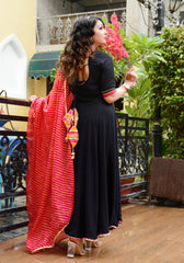 Black Gota Lace Embellished Suit Set 187-BLK