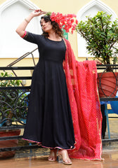 Black Gota Lace Embellished Suit Set 187-BLK