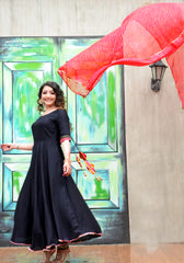 Black Gota Lace Embellished Suit Set 187-BLK