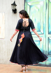 Black Gota Lace Embellished Suit Set 187-BLK