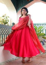 Pink Gota Lace Embellished Suit Set 187-PNK