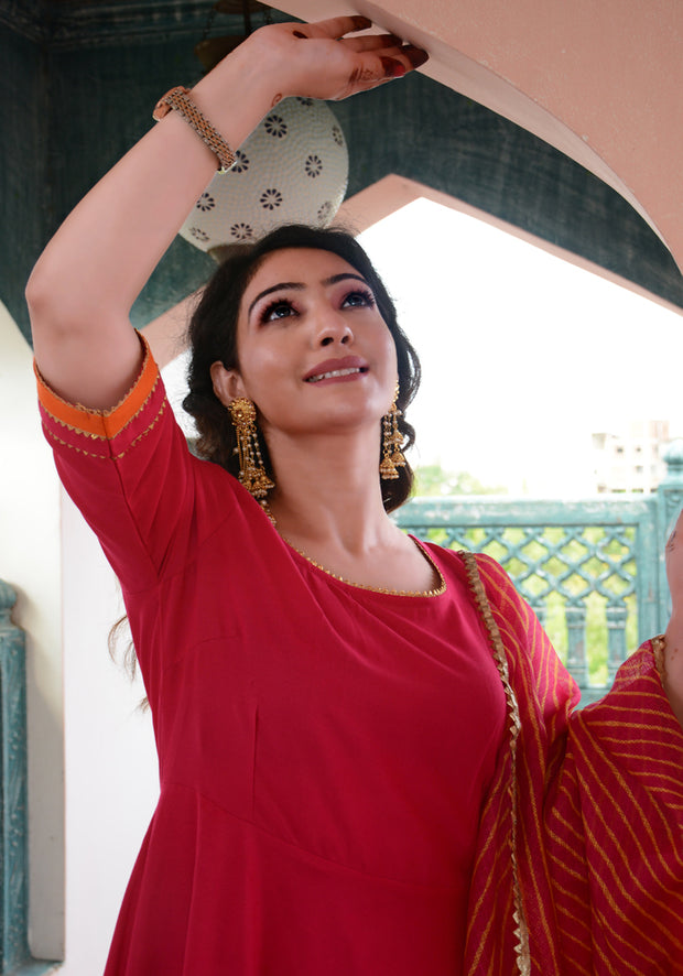 Pink Gota Lace Embellished Suit Set 187-PNK