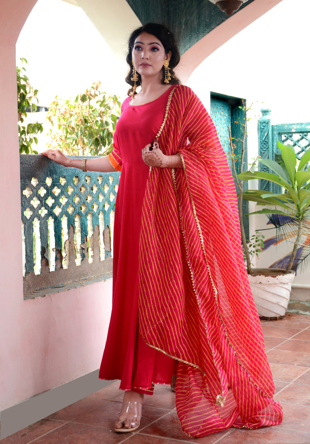 Pink Gota Lace Embellished Suit Set 187-PNK