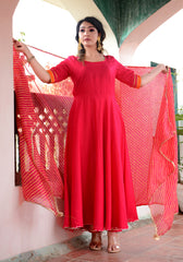 Pink Gota Lace Embellished Suit Set 187-PNK