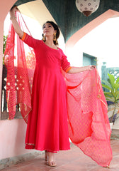 Pink Gota Lace Embellished Suit Set 187-PNK