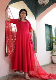 Pink Gota Lace Embellished Suit Set 187-PNK