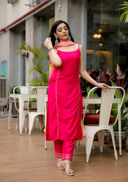 Pink Gota Embellished Suit Set With Multicolored Dupatta 212-PNK