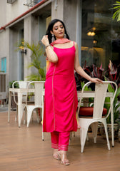 Pink Gota Embellished Suit Set With Multicolored Dupatta 212-PNK