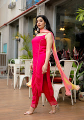 Pink Gota Embellished Suit Set With Multicolored Dupatta 212-PNK