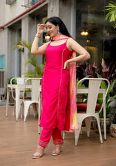 Pink Gota Embellished Suit Set With Multicolored Dupatta 212-PNK