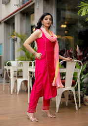 Pink Gota Embellished Suit Set With Multicolored Dupatta 212-PNK