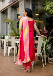 Pink Gota Embellished Suit Set With Multicolored Dupatta 212-PNK