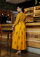 Women Yellow Floral Block Print Yellow Kurta 214-YLW