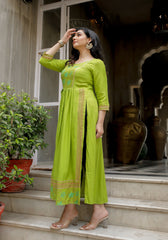 Parrot Green Block Print Kurta 217-GRN
