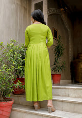 Parrot Green Block Print Kurta 217-GRN