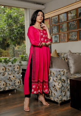Women Pink Floral Block Print Kurta 217-Pink