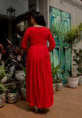 Women Red Floral Block Print Kurta 217-RED