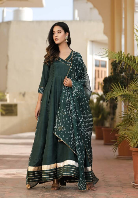 Meera Green Bandhani Suit Set 222-GRN