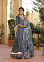 Meera Grey Bandhani Suit Set 222-GRY