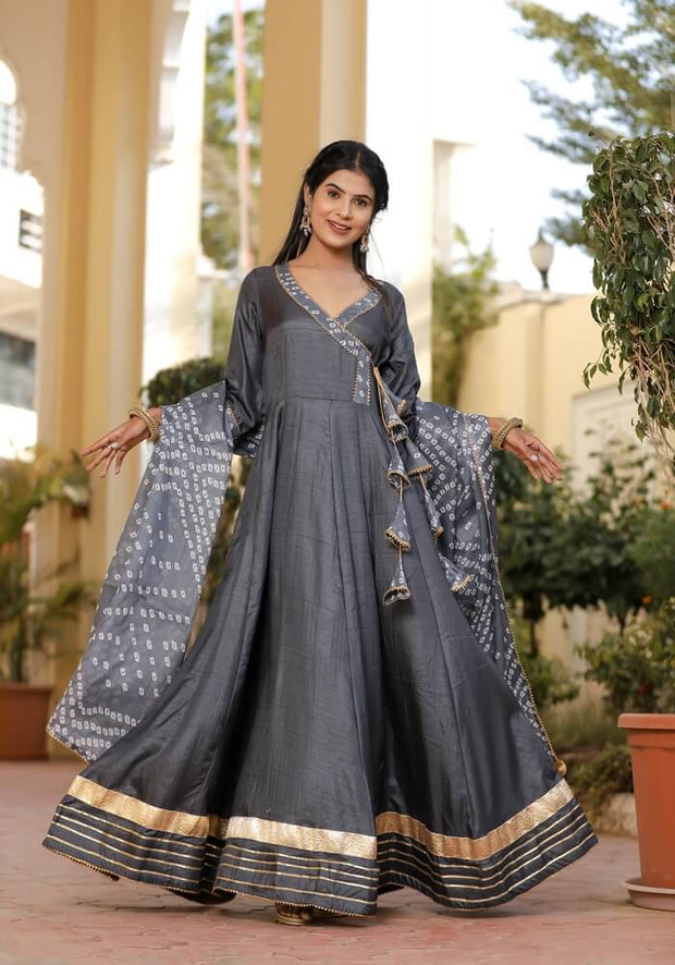 Meera Grey Bandhani Suit Set 222-GRY