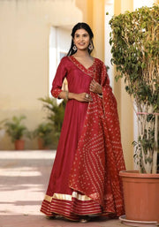 Meera Red Bandhani Suit Set 222-RED