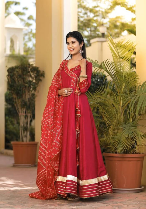 Meera Red Bandhani Suit Set 222-RED