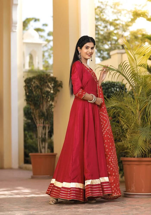 Meera Red Bandhani Suit Set 222-RED