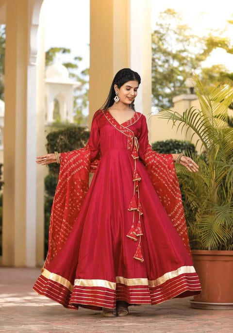 Meera Red Bandhani Suit Set 222-RED