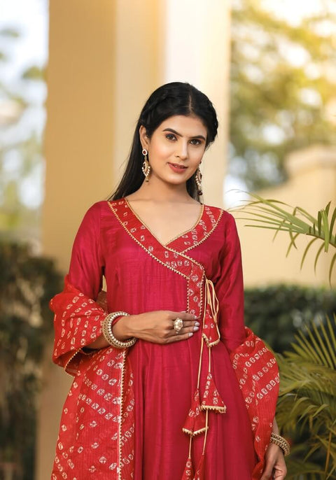 Meera Red Bandhani Suit Set 222-RED