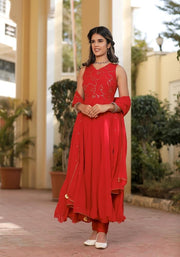 Ruhi Red Embroidered Suit Set 223-RED