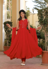 Ruhi Red Embroidered Suit Set 223-RED