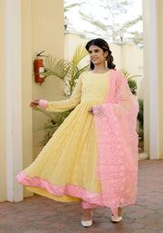 Nyra Yellow Embroidered Suit Set 224-YLW
