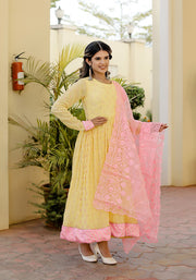 Nyra Yellow Embroidered Suit Set 224-YLW